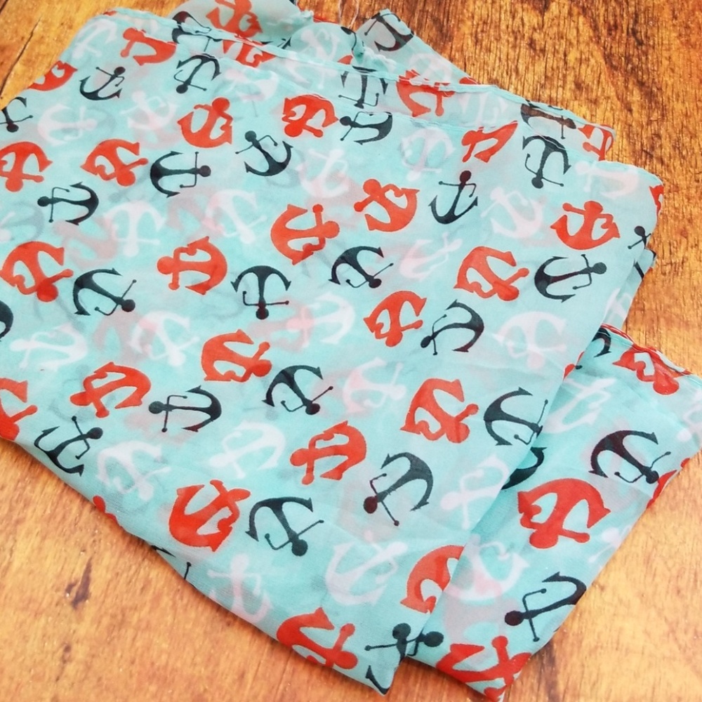 Aqua Anchor Infinity Scarf - New